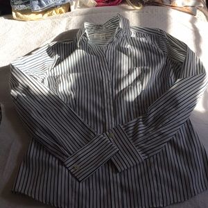 Teal striped cotton button down shirt